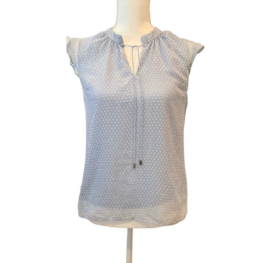 Calvin Klein Women's Size S Light Blue Swiss Dot Sleeveless Blouse